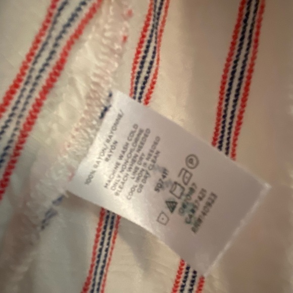 Loft size small lightweight button up- red, navy, and cream - Picture 6 of 8